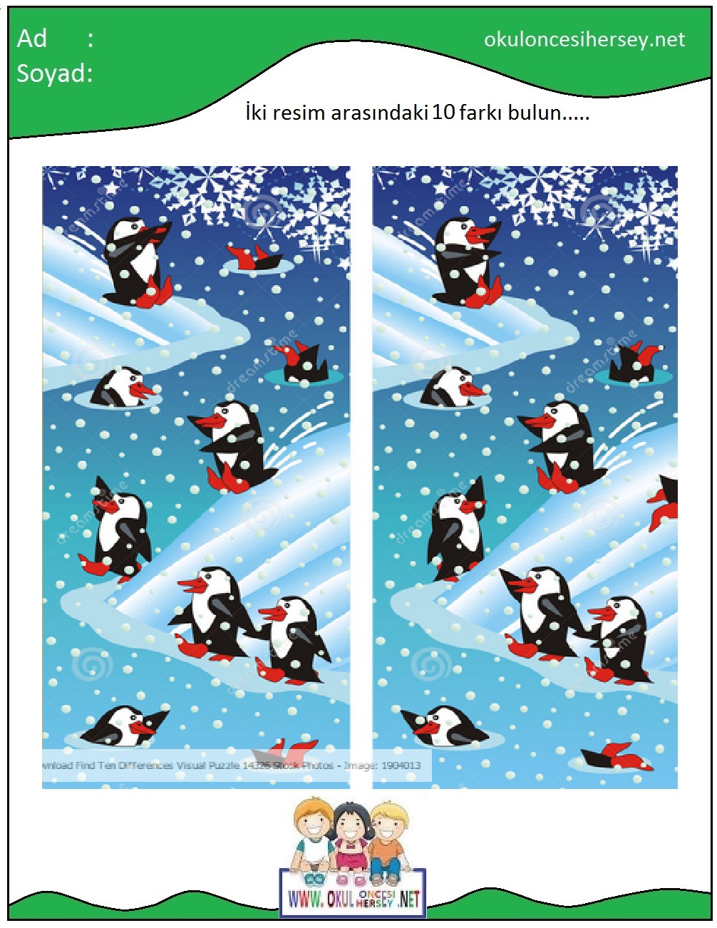 okul öncesi İki Resim Arasındaki Farkı Bul